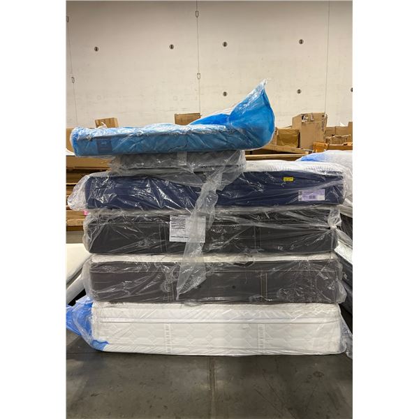 Group of assorted king size mattresses, twin mattress, queen