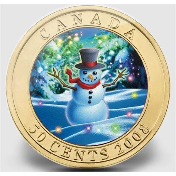 2008 CANADA 50 CENT HOLIDAY SNOWMAN