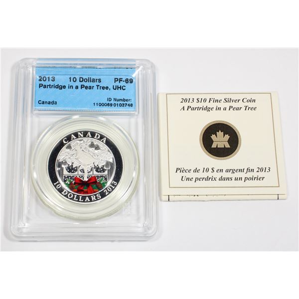 2013 CANADA $10 A PARTRIDGE IN A PEAR TREE 1/2 OZ
