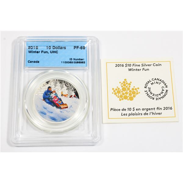 2016 CANADA $10 WINTER FUN 1/2OZ FINE SILVER