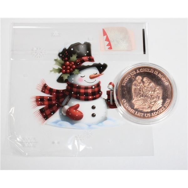 UNTO US A CHILD IS BORN 1 OZ .999 FINE COPPER