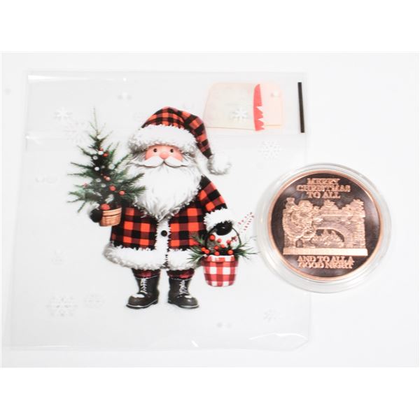 SANTA AT FIREPLACE MERRY CHRISTMAS 1 OZ .999 FINE