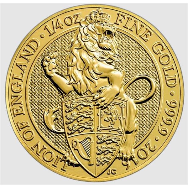 1/4 2016 QUEEN'S BEASTS LION OF ENGLAND GOLD COIN