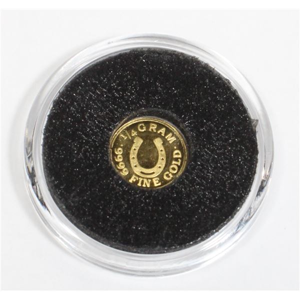 1/4 G .9999 FINE GOLD LUCKY HORSE SHOE ROUND