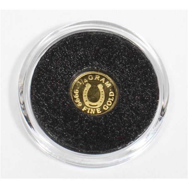 1/4 G .9999 FINE GOLD LUCKY HORSE SHOE ROUND