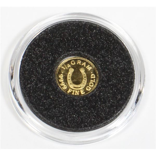 1/4 G .9999 FINE GOLD LUCKY HORSE SHOE ROUND