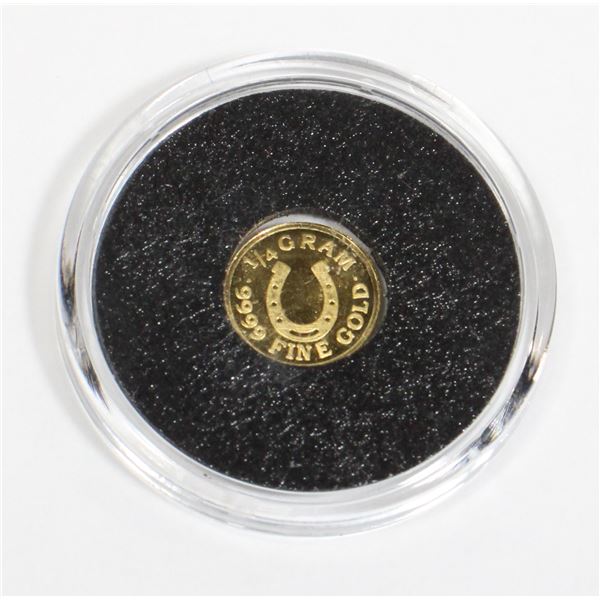 1/4 G .9999 FINE GOLD LUCKY HORSE SHOE ROUND