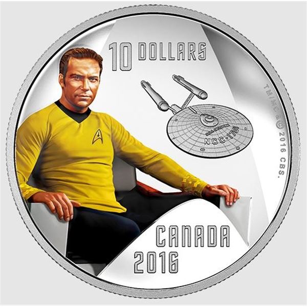 2016 CANADA $10 STAR TREK CAPTAIN KIRK 1/2 OZ FINE