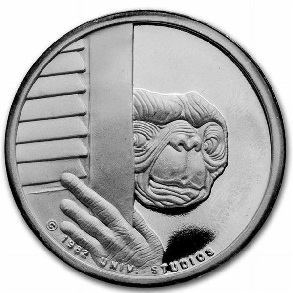 1982 VINTAGE UNIVERSAL STUDIOS 1 OZ. E.T. SILVER