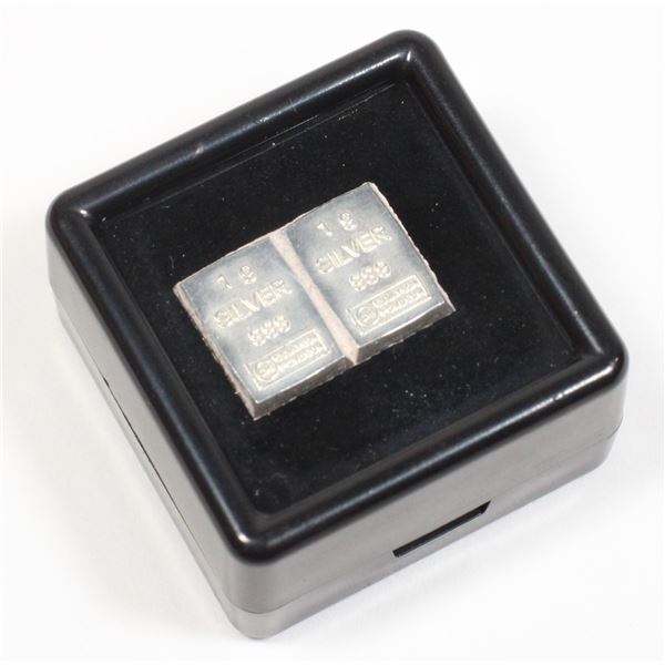 1 GRAM SILVER BARS IN GEMSTONE DISPLAY BOX 2 PC