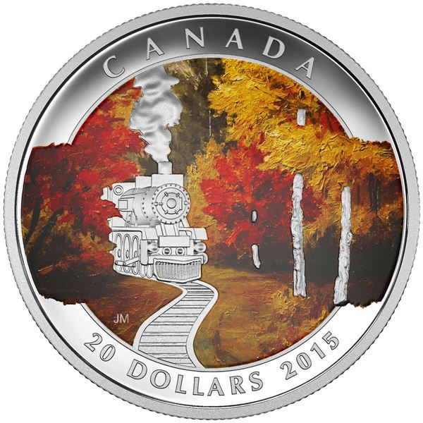 2015 CANADA $20 AUTUMN EXPRESS 1 OZ FINE SILVER