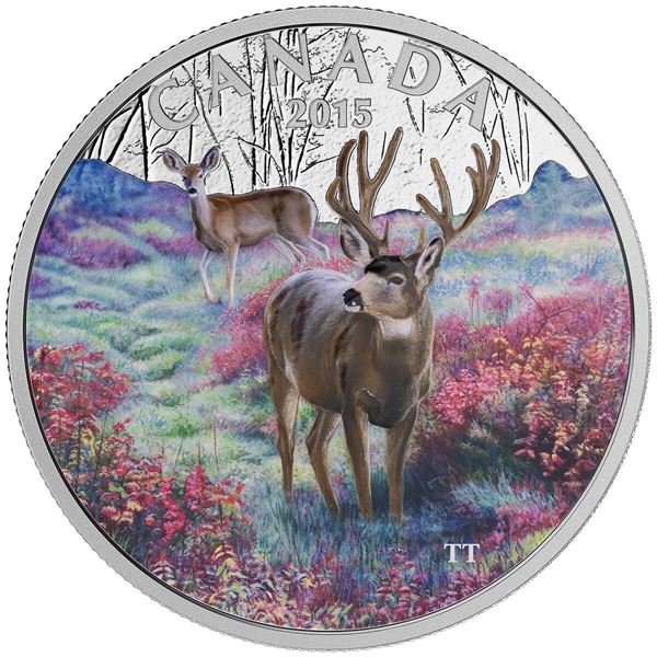2015 CANADA $20 MISTY MORNING MULE DEER 1 OZ