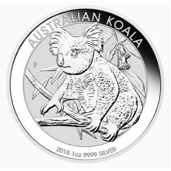 1 OZ. 2018 AUSTRALIAN KOALA SILVER COIN.