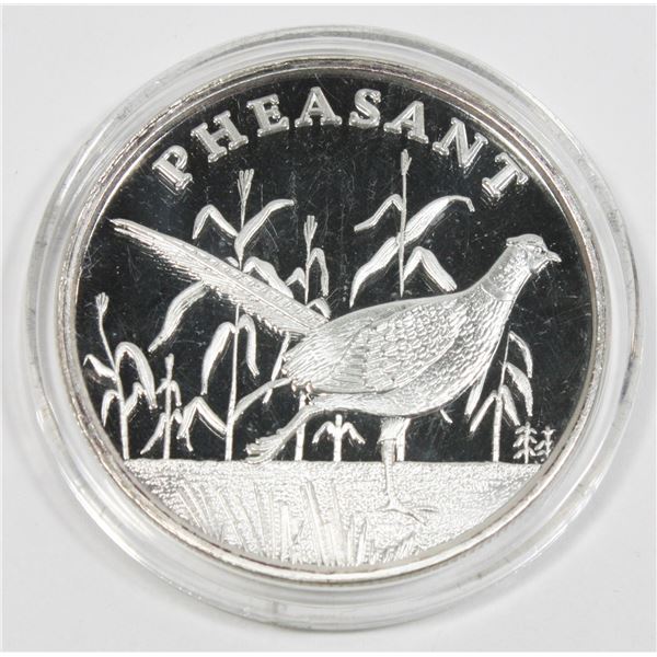 1 OZ RINGNECK PHEASANT SILVER ROUND