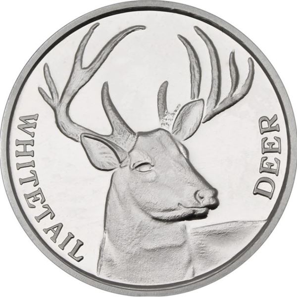 1 OZ WHITE TAILED DEER SILVER ROUND