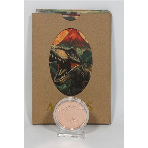 1 OZ TYRANNOSAURUS REX COPPER ROUND WITH STAND