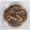 Image 2 : 1 OZ TYRANNOSAURUS REX COPPER ROUND WITH STAND