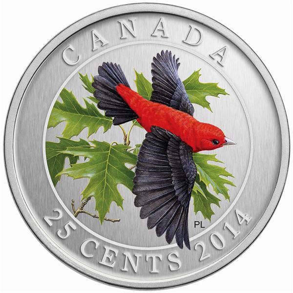 2014 25 CENT BIRDS OF CANADA SCARLET TANAGER