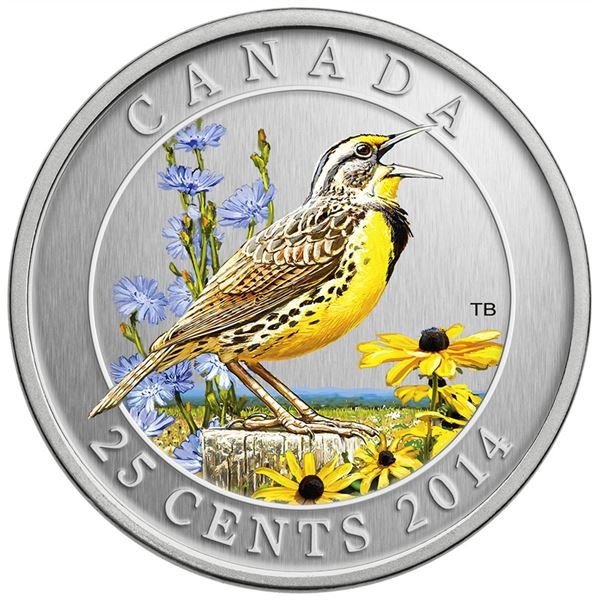 2014 25 CENT BIRDS OF CANADA EASTERN MEADOWLARK