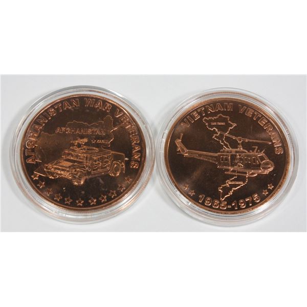 2 1 OZ. VIETNAM AND AFGHANISTAN VETERANS COPPER