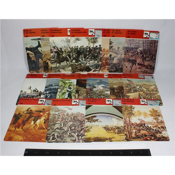 17 VINTAGE INFO CARDS. DEPICTING MAJOR EVENTS