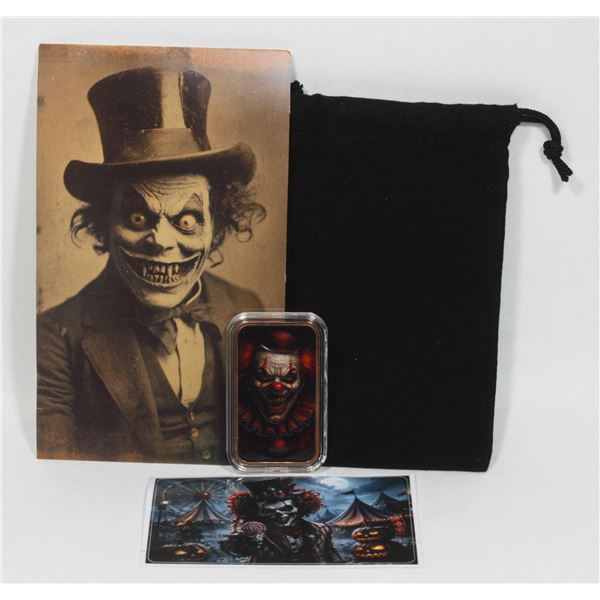 1 OZ CREEPY CLOWN. FATHER COPPER BAR WITH GIFT