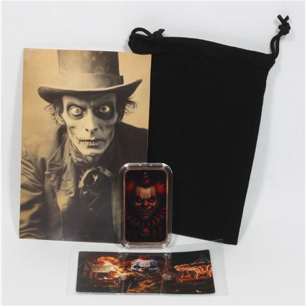 1 OZ CREEPY CLOWN. BROTHER COPPER BAR WITH GIFT