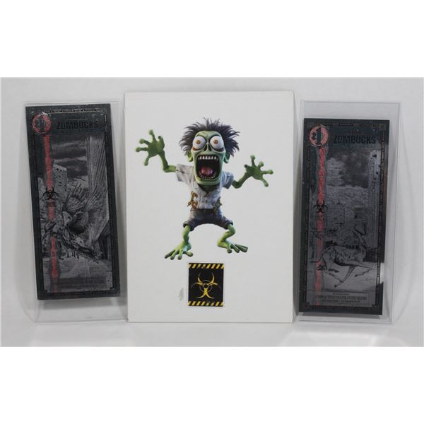 2 RANDOM 1/1000 OZ ZOMBUCKS SILVER NOTES