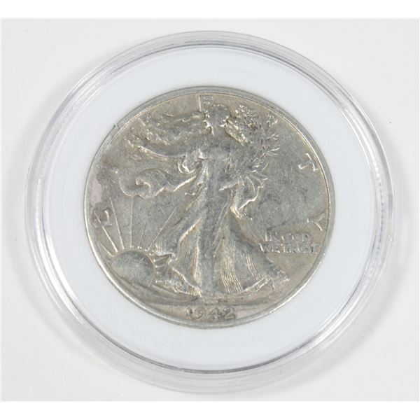 1942 U.S. WALKING LIBERTY SILVER HALF DOLLAR