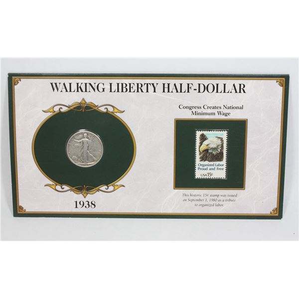 1938 U.S. WALKLING LIBERTY SILVER HALF DOLLAR