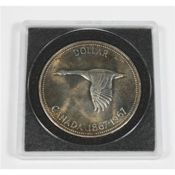 1967 CANADA SILVER DOLLAR SOME BLUE NATURAL