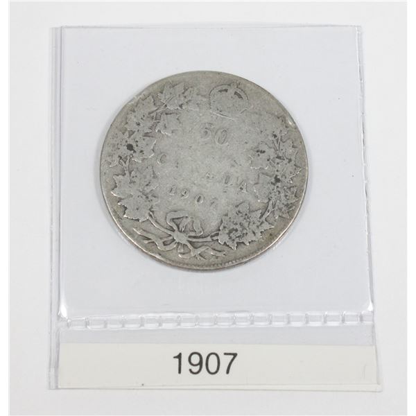 1907 CANADA SILVER HALF DOLLAR