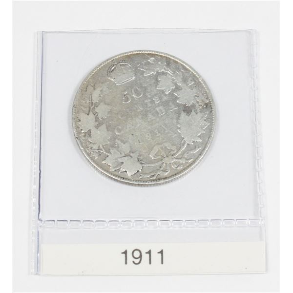 1911 CANADA SILVER HALF DOLLAR