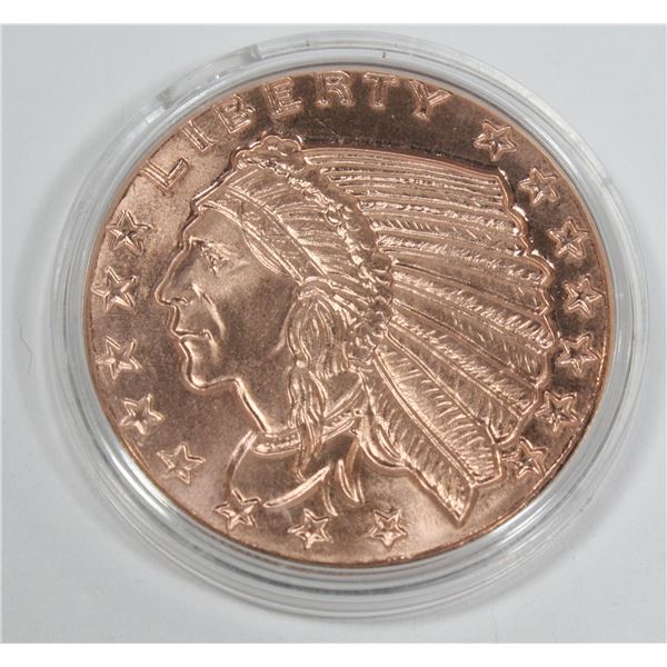1 OZ INCUSE INDIAN COPPER ROUND IN CAPSULE