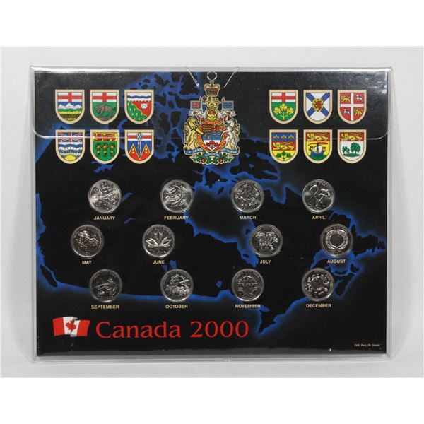 2000 CANADA COMMEMORATIVE 25 CENT BLACK MAP