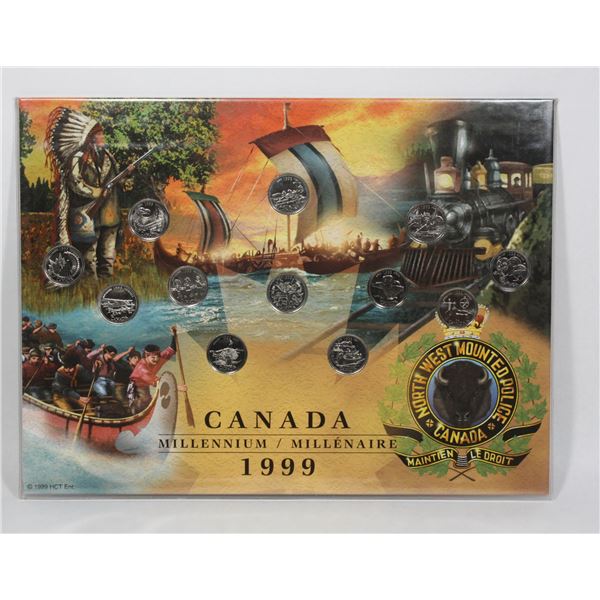 1999 CANADA MILLENNIUM 12 25 CENT IN BOARD