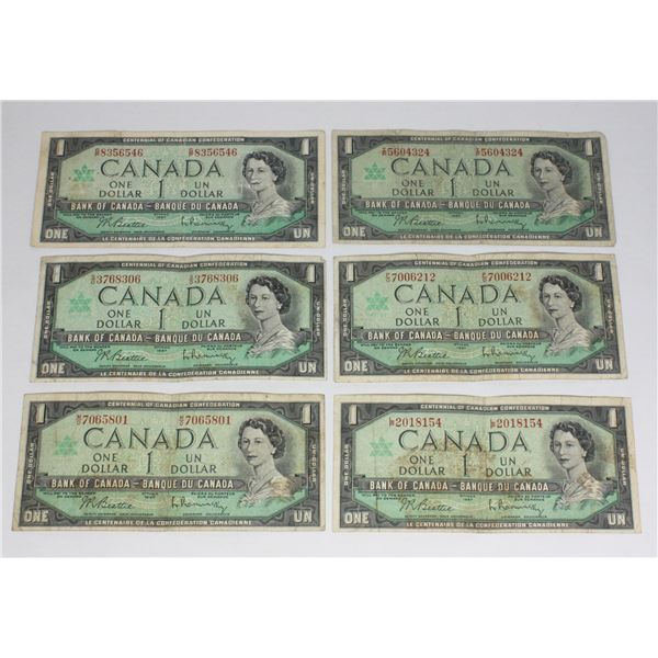 5- 1967 CENTENNIAL DOLLAR BILLS 5 PCS