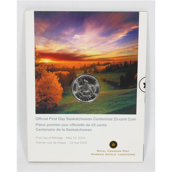 SASKATCHEWAN CENTENNIAL 25 CENT COIN IN BEAUTY