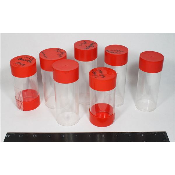7 COIN TUBES, THREE DIFFERENT SIZES