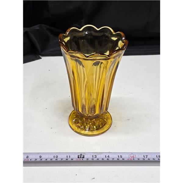 Vintage Amber Glass Vase
