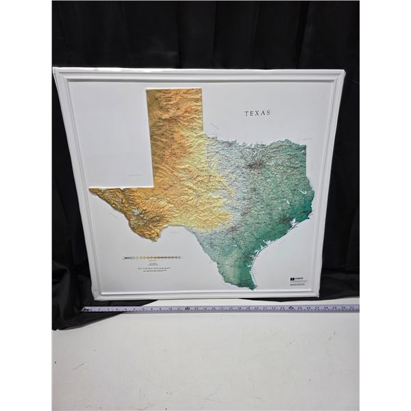 Topographical Framed Map of Texas, 1:2,000,000 Scale (Gulf of Mexico)