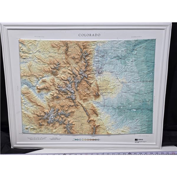 Topographical Framed Map of Colorado, 1:1,000,000 Scale