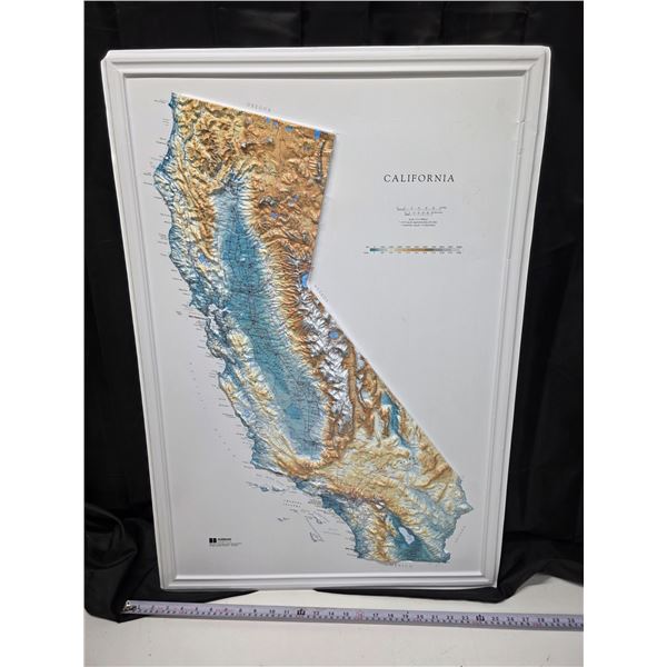 Topographical Framed Map of California, 1:1,500,000 Scale