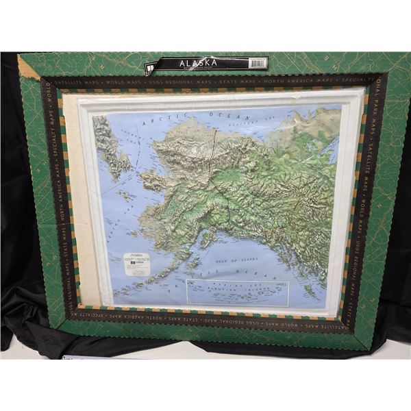 Topographical Framed Map of Alaska