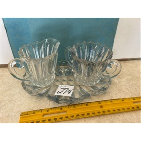 3-pc Glass Cream & Sugar Set w/ Tray