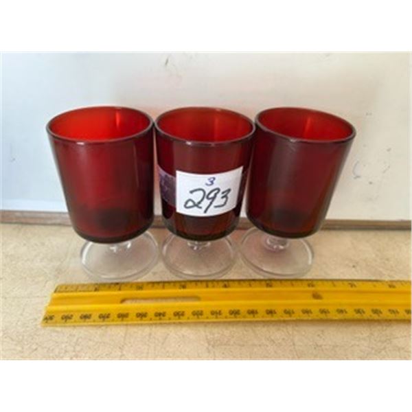 (4) Vintage Luminarc Ruby Red Stemmed Glasses, 3 ½”