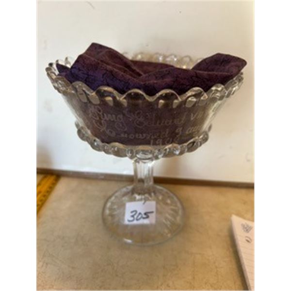 “King Edward VII” Glass Pedestal Bowl circa 1902