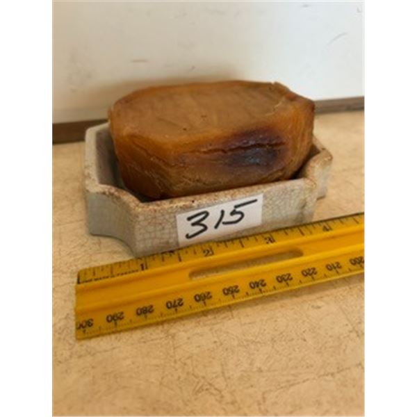 Stone Chinaware Soap Dish, Vintage Bar of Sunshine Soap