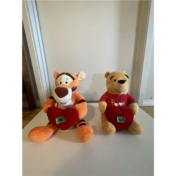 Vintage Disney "Tigger" & "Winnie the Pooh” 16” Collectible Stuffed Toys w/ Hearts
