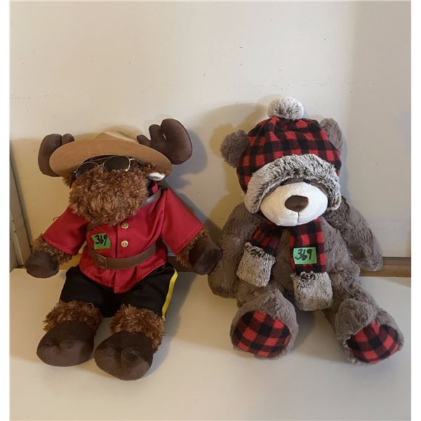 Plush RCMP Dressed Stuffed Moose w/ Glasses & “Gentle Treasures” Plush St. Jude Te